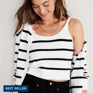 Striped Cozy Cropped Sweater Tank Top Old Navy